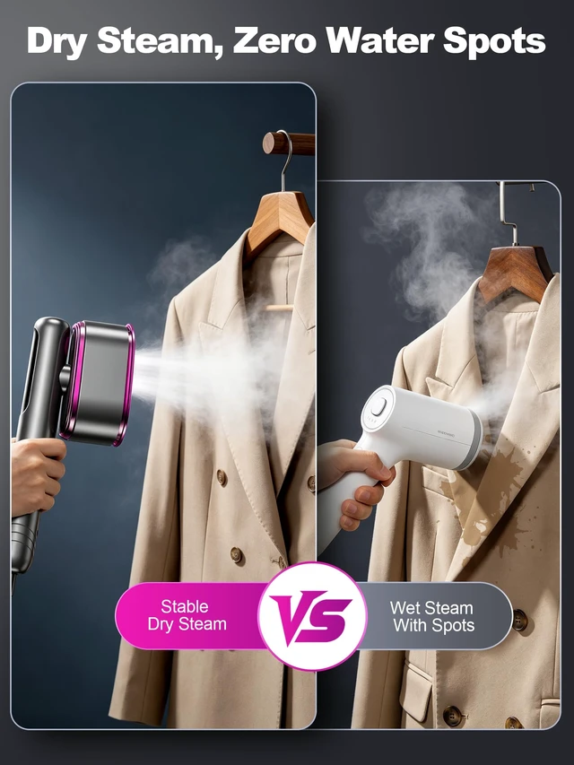 Alt view image 7 of 7 - Travel Steamer for Clothes, 2-in-1 Steam Iron & Garment Steamer | 6 Modes, 90° Rotatable Head, 1200W Fast Heat-Up, Large Ceramic Panel Quick Wrinkle Removal for Home/Travel/Hotel