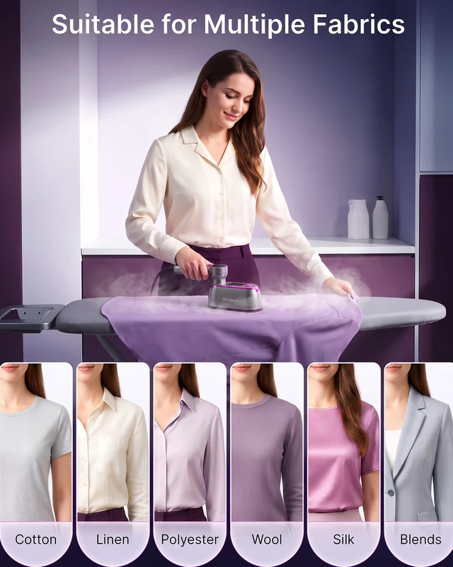Alt view image 5 of 7 - Travel Steamer for Clothes, 1200W Portable Handheld Garment Steamer with LCD Display, 4 Steam Levels & Dry Iron Mode, 20s Fast Heat-Up, 150ml Water Tank, Large Ceramic Heat Panel, Only for 120V