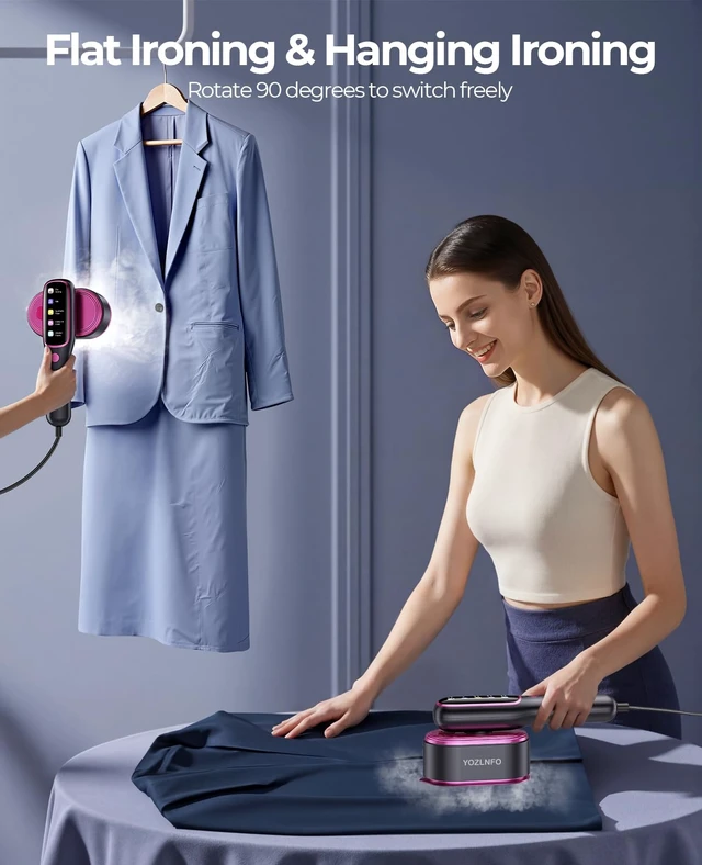 Alt view image 6 of 7 - Travel Steamer for Clothes, Portable Handheld Garment Iron 110V | 1200W, 5-Mode, 15s Heat-Up, No-Drip, 90° Rotatable, 7-Hole Ceramic Soleplate, 110ml Tank