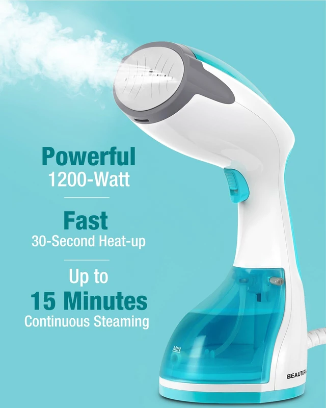 Alt view image 3 of 7 - Steamer for Clothes, Handheld Garment Fabric Wrinkle Remover | 30-Second Fast Heat-up, Ceramic Heating Plate, Auto Shutoff, Large Detachable Water Tank, Portable Design, 1200 Watts