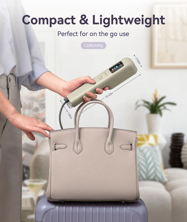 Alt view image 2 of 7 - Travel Steamer for Clothes, 100-240V Dual Voltage Handheld Steamer & Iron 2-in-1, Digital Display, 20s Heat Up, Auto Shut-Off, Worldwide Use for Home & Business Travel (Gold)