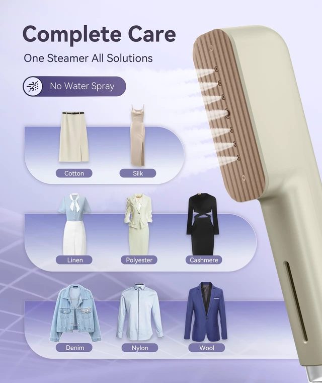 Alt view image 6 of 7 - Travel Steamer for Clothes, 100-240V Dual Voltage Handheld Steamer & Iron 2-in-1, Digital Display, 20s Heat Up, Auto Shut-Off, Worldwide Use for Home & Business Travel (Gold)
