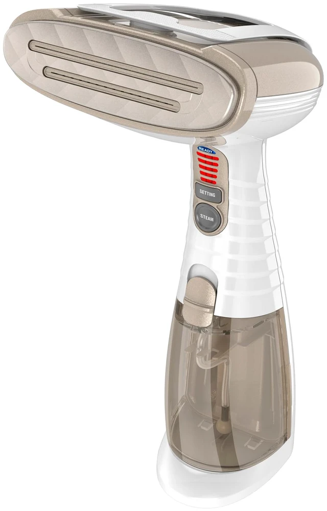 Main image of Steamer for Clothes & Upholstery, Handheld, 3 Attachments, White | Powerful 1875W clothes steamer with 7.3 oz. water tank and 5 steam settings heats up in 40 seconds and runs for 20 minutes