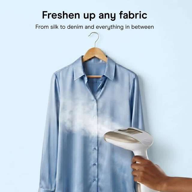 Alt view image 5 of 7 - Steamer for Clothes & Upholstery, Handheld, 3 Attachments, White | Powerful 1875W clothes steamer with 7.3 oz. water tank and 5 steam settings heats up in 40 seconds and runs for 20 minutes