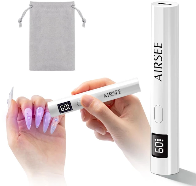 Main image of Mini Handheld UV LAMP for Nails with Storage Bag & Display,White | 2 Timers for Fast Cure All Soft Gels, Especially Rhinestone Glue and Gel Nail Strips at Home,Travel