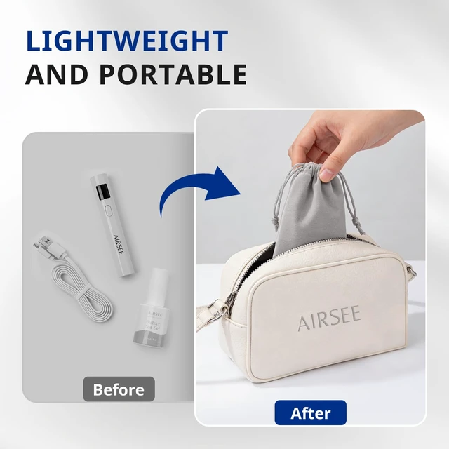 Alt view image 4 of 7 - Mini Handheld UV LAMP for Nails with Storage Bag & Display,White | 2 Timers for Fast Cure All Soft Gels, Especially Rhinestone Glue and Gel Nail Strips at Home,Travel