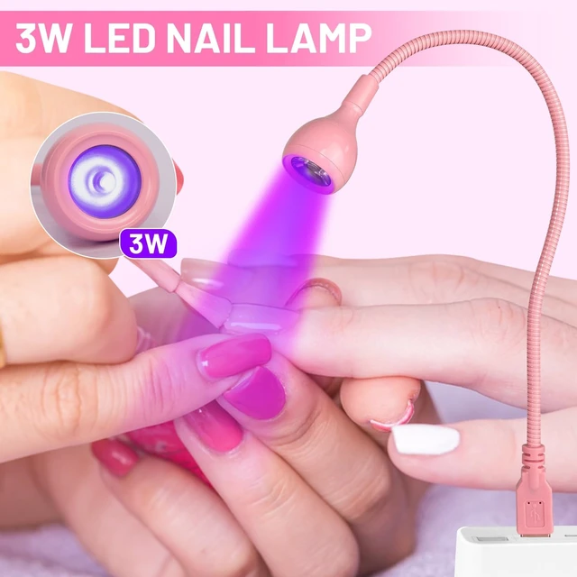 Alt view image 2 of 7 - 3W USB UV Nail Lamp with Flexible Gooseneck for Gel Nails, Pink | Plug and Play, Portable Nail Dryer for Gel Polish Curing, Nail Extensions, Professional Salons and Home DIY