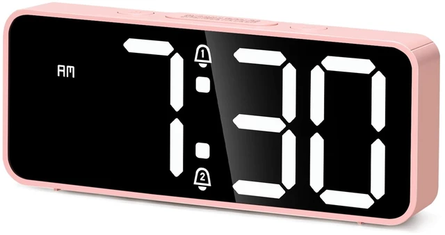 Main image of Battery Operated Small Cute Digital Alarm Clock for Bedroom Cordless or Plug-in Birthday Gift for Girls Teens Women, Extra Loud 105dB LED Desk Clock, 2 Alarms, 5-Level Dimmer(Pink+White)