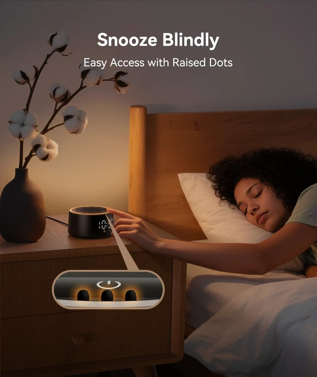 Alt view image 5 of 7 - D1 Nova Sound Machine Alarm Clock for Sleep, White Noise | 25 Sounds, 7 Gentle Alarms, 5-Level Dimmable Clock, 10-480 Min Timer, 10-Color Night Light, USB-C Plug-In