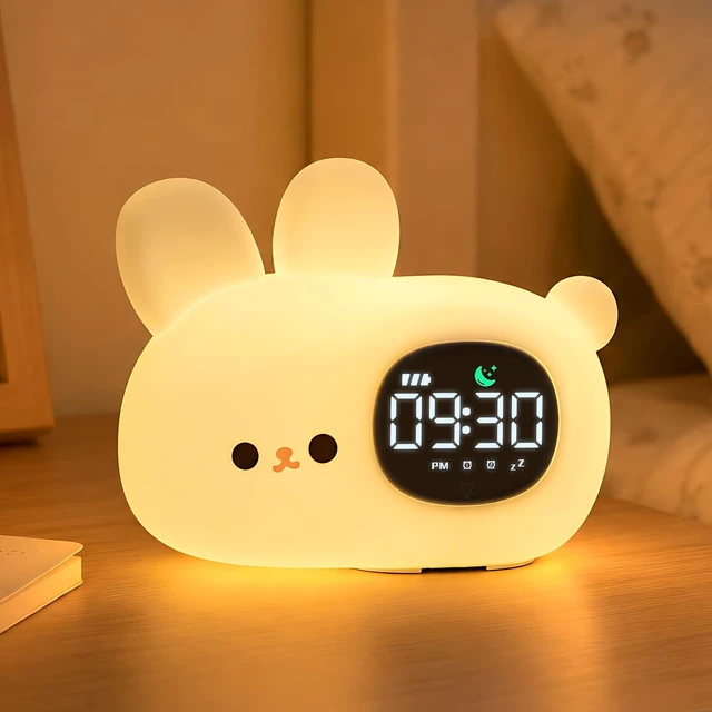 Main image of Bunny Kids Alarm Clock with Night Light, OK to Wake Clock for Toddler | Cute Digital Clock for Bedroom Bedside, Dual Alarm, Multicolor Night Light, White Noise, Desk Clock Gift for Boys and Girls