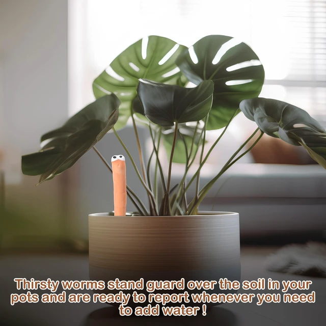Alt view image 3 of 7 - 6 Pcs Worm Plant Water Indicator Ceramic Moisture Sensor, 6 Inch | Color Changing Meter for Houseplants, Decorative Worm Sticks Monitor Soil Water Needs, Fun Indoor Potted Plant Gardening Gift