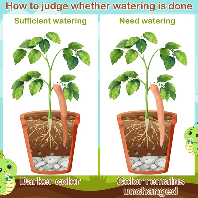 Alt view image 4 of 7 - 6 Pcs Worm Plant Water Indicator Ceramic Moisture Sensor, 6 Inch | Color Changing Meter for Houseplants, Decorative Worm Sticks Monitor Soil Water Needs, Fun Indoor Potted Plant Gardening Gift