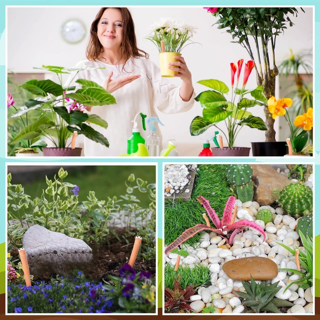 Alt view image 7 of 7 - 6 Pcs Worm Plant Water Indicator Ceramic Moisture Sensor, 6 Inch | Color Changing Meter for Houseplants, Decorative Worm Sticks Monitor Soil Water Needs, Fun Indoor Potted Plant Gardening Gift