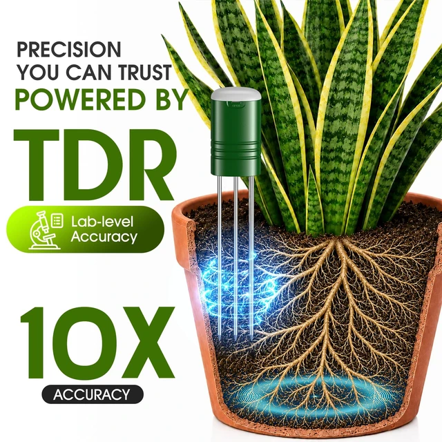 Alt view image 5 of 7 - Soil Moisture Meter for Plants,4-in-1 Wireless Soil Tester,Soil Thermometer/Moisture/Sunlight Time,Large Screen,Indoor/Outdoor Plant Water Meter,Garden Soil Test Kit for Lawn,Farm,Houseplants
