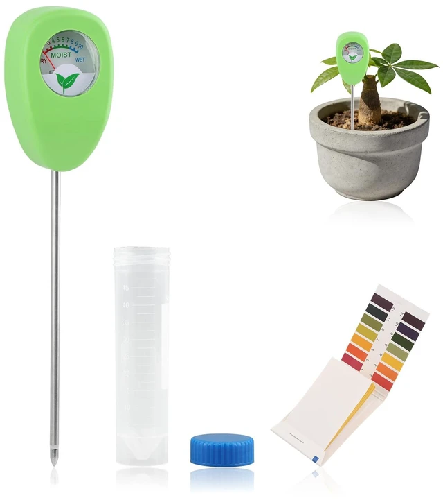 Main image of Moisture Meter for Plants, Soil Moisture Meter with pH Strips, No Battery | Plant moisture meter with Dry Moist Wet dial, 6.5 in probe, and 25 pH strips for potted plants and potting soil checks
