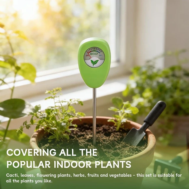 Alt view image 3 of 7 - Moisture Meter for Plants, Soil Moisture Meter with pH Strips, No Battery | Plant moisture meter with Dry Moist Wet dial, 6.5 in probe, and 25 pH strips for potted plants and potting soil checks