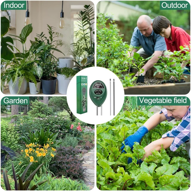 Alt view image 7 of 7 - 2 Pack Soil Tester, 3-in-1 Plant Moisture Meter Light & PH Tester | for Garden Lawn Farm, Indoor and Outdoor Use, Soil Test Kit Acidity Water