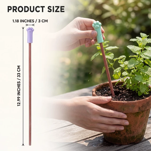 Alt view image 2 of 6 - 10 Pcs Aquameter Plant Water Tester 13 x 1.2 Inch Cat Paw Soil Moisture Meters Silicone Head Outer Coating Stainless Steel Core for Potted Plant Watering Succulents Balcony Garden Indoor