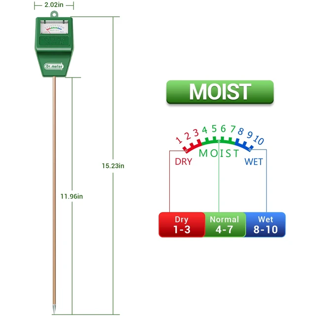 Alt view image 4 of 7 - Long Probe Soil Moisture Meter Tester for Plants No Battery Needed | Hygrometer Moisture Sensor for Houseplants Indoor Outdoor Garden Lawn Use, Plant Water Gauge Test Kit, Gardening Gifts