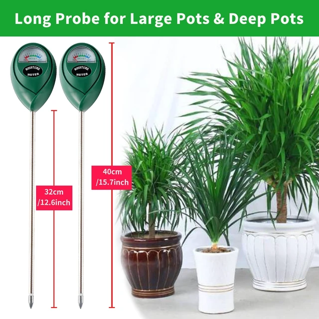 Alt view image 2 of 7 - Extended Long Probe Soil Moisture Meter, 2 Pack Plant Water Meter Soil Meter Moisture Sensor Hygrometer for Indoor Outdoor Plant Care,No Battery Needed(Green)