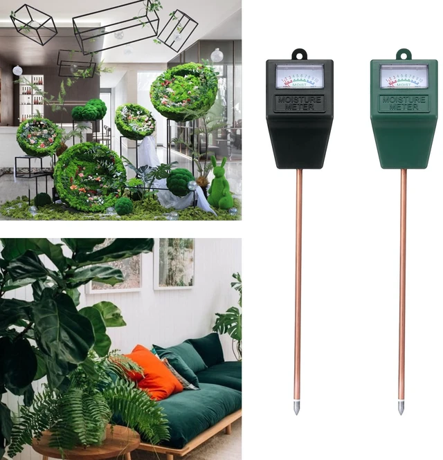 Alt view image 6 of 6 - 2 Packs Soil Moisture Meter for House Plants | Plant Water Meter Soil Tester Test Kit Soil Hygrometer Sensor for Indoor & Outdoor Use Garden Lawn Farm (Black & Green)