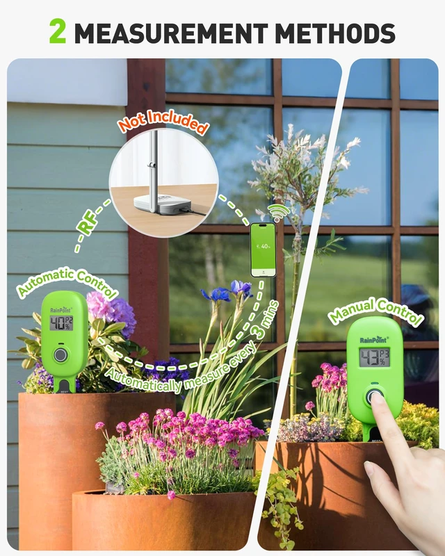 Alt view image 4 of 7 - Smart Soil Moisture Meter for Plants, Soil Hygrometer Sensor, Real-time Monitor Humidity Tester for Gardening, Farming, Indoor and Outdoor Plants Care, HWG023/HWG040 WiFi Hub Needed (Green)