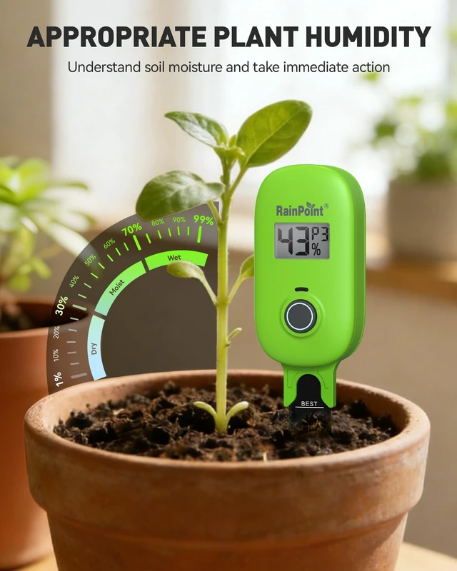 Alt view image 6 of 7 - Smart Soil Moisture Meter for Plants, Soil Hygrometer Sensor, Real-time Monitor Humidity Tester for Gardening, Farming, Indoor and Outdoor Plants Care, HWG023/HWG040 WiFi Hub Needed (Green)