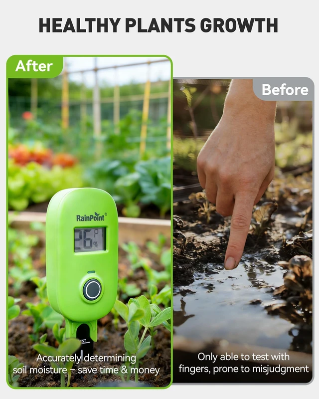 Alt view image 5 of 7 - Smart Soil Moisture Meter for Plants, Soil Hygrometer Sensor, Real-time Monitor Humidity Tester for Gardening, Farming, Indoor and Outdoor Plants Care, HWG023/HWG040 WiFi Hub Needed (Green)