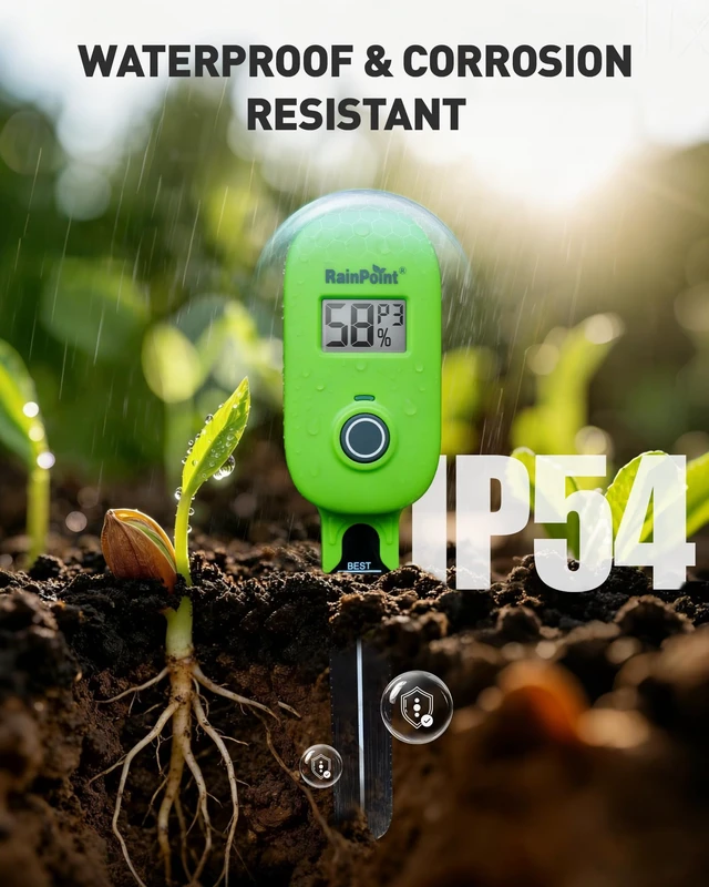 Alt view image 7 of 7 - Smart Soil Moisture Meter for Plants, Soil Hygrometer Sensor, Real-time Monitor Humidity Tester for Gardening, Farming, Indoor and Outdoor Plants Care, HWG023/HWG040 WiFi Hub Needed (Green)