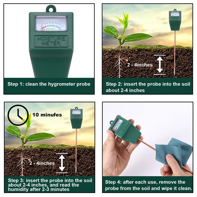 Alt view image 4 of 6 - 2 Packs Soil Moisture Meter for House Plants | Plant Water Meter Soil Tester Test Kit Soil Hygrometer Sensor for Indoor & Outdoor Use Garden Lawn Farm (Black & Green)
