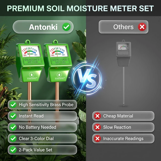 Alt view image 6 of 7 - 2 Pcs Plant Water Meter, Soil Moisture Meter for Indoor Outdoor Use | Battery-free, Instant Read Soil Water Level, Easy to Read & Use, Single-Probe, less hurts to plants roots