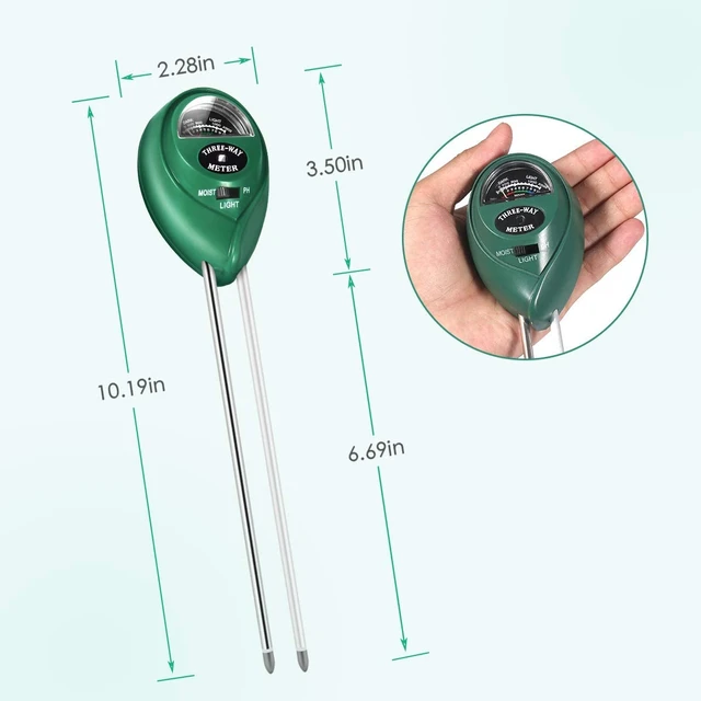 Alt view image 2 of 7 - Soil Moisture Meter, Soil PH/Light Tester Plant Soil Test Kit Indoor Outdoor Use, Hygrometer Moisture Sensor Water Meter for Potted Plants Trees Lawn Farm Garden, No Battery Needed (Light Green)