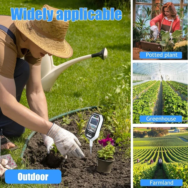 Alt view image 6 of 7 - Soil Moisture Meter, 7-in-1 Soil PH Tester/Soil Moisture/Fertility with Removable Probe, Digital Air Temp/Humidity/Sunlight Intensity/BGR Spectral for Plants Gardening, Lawn and Indoor Outdoor Plants