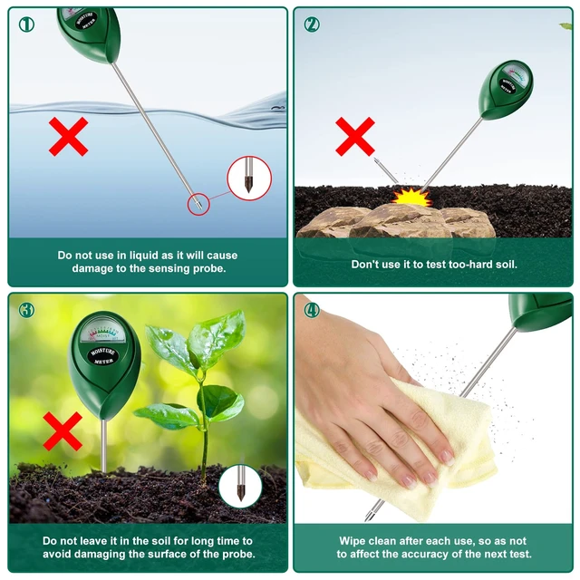 Alt view image 4 of 6 - Moisture Meter Water Monitor Soil Hygrometer Sensor Care, Lawn, Farm, Indoor & Outdoor. (Plant Gifts for Gardeners), 10.23inch, Green
