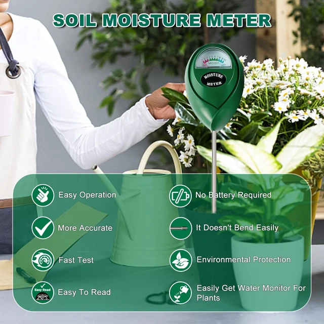 Alt view image 5 of 6 - Moisture Meter Water Monitor Soil Hygrometer Sensor Care, Lawn, Farm, Indoor & Outdoor. (Plant Gifts for Gardeners), 10.23inch, Green