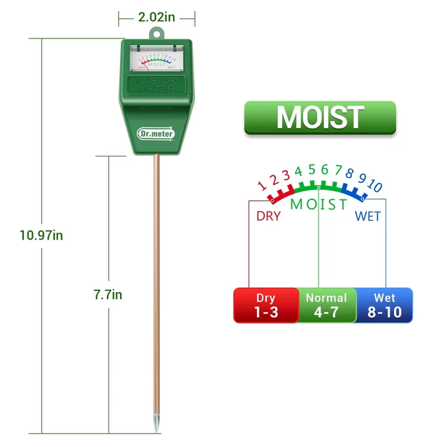 Alt view image 4 of 7 - Soil Moisture Meter for Plants, Plant Water Gauge Test Kit | Soil Tester Hygrometer Sensor for Houseplants Garden Lawn Farm,Greenhouse, Gardening Gifts, No Battery Needed