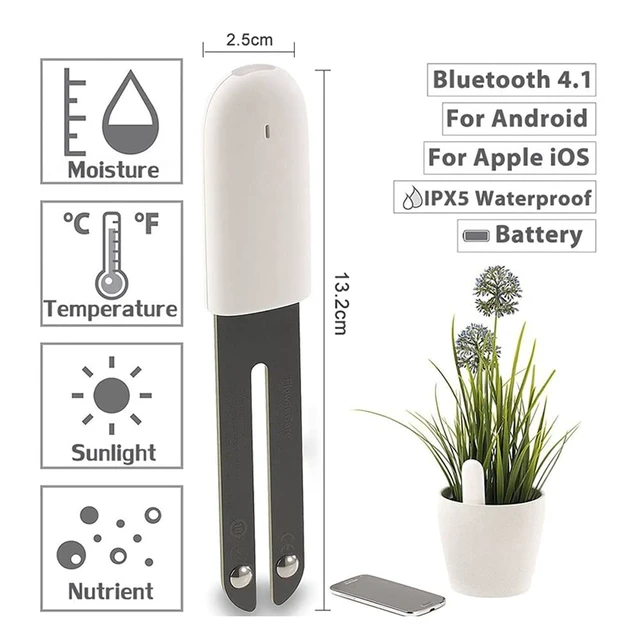 Alt view image 2 of 7 - Soil Moisture Meter 4 in 1,Plant Water Monitor,Automatically detect Moisture/Temperature/Light/Fertility,Can Connect to Mobile Phone via Bluetooth,Hygrometer Sensor for Indoor Plants (3pc)