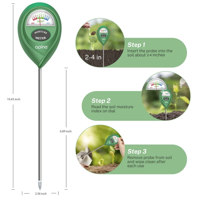 Alt view image 2 of 7 - Soil Moisture Meter,Plants Moisture Meter,Plant Water Meter for Indoor/Outdoor Plants,Hydrometer for PlantsGreen