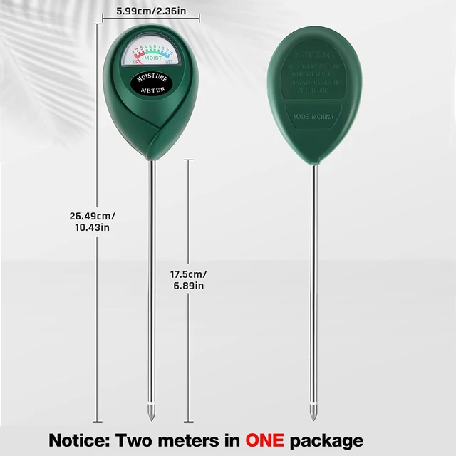 Alt view image 2 of 7 - Plant Moisture Meter, Plant Water Meter, Soil Moisture Meter for House Plants for Garden, Lawn, Farm, Indoor & Outdoor Use, No Batteries Required (2 Packs Green)