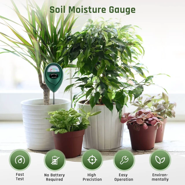 Alt view image 3 of 7 - Plant Moisture Meter, Plant Water Meter, Soil Moisture Meter for House Plants for Garden, Lawn, Farm, Indoor & Outdoor Use, No Batteries Required (2 Packs Green)
