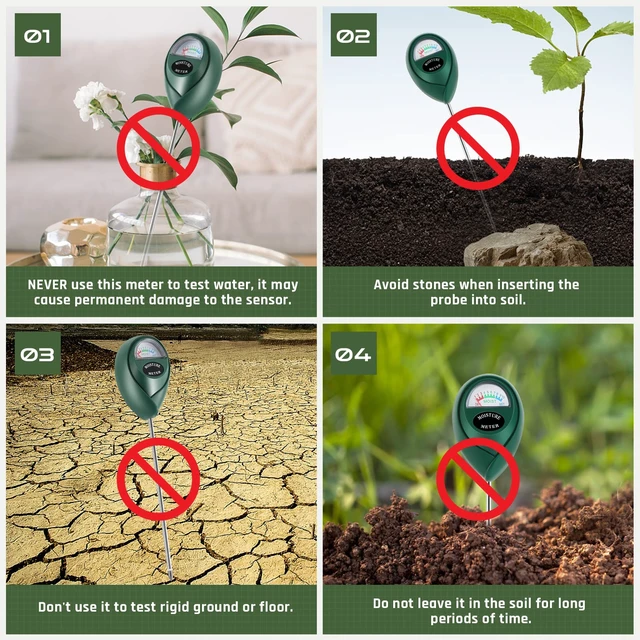 Alt view image 6 of 7 - Plant Moisture Meter, Plant Water Meter, Soil Moisture Meter for House Plants for Garden, Lawn, Farm, Indoor & Outdoor Use, No Batteries Required (2 Packs Green)