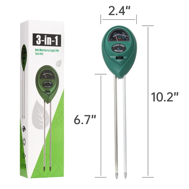 Alt view image 4 of 6 - 2 Packs Soil Moisture Meter, 3 in 1 Soil Tester Tool, Plant Water Monitor | Soil Hygrometer Sensor for Gardening, Farming, Indoor and Outdoor Plants, No Batteries Required (Black & Green)