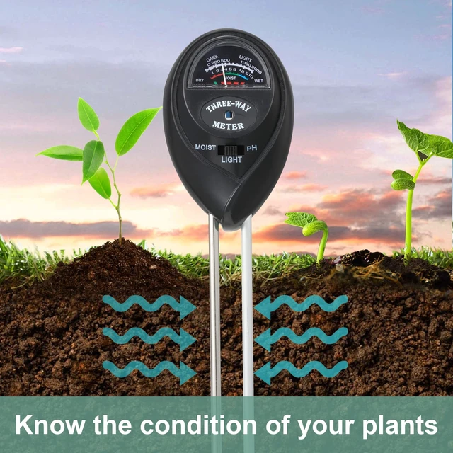 Alt view image 6 of 6 - 2 Packs Soil Moisture Meter, 3 in 1 Soil Tester Tool, Plant Water Monitor | Soil Hygrometer Sensor for Gardening, Farming, Indoor and Outdoor Plants, No Batteries Required (Black & Green)