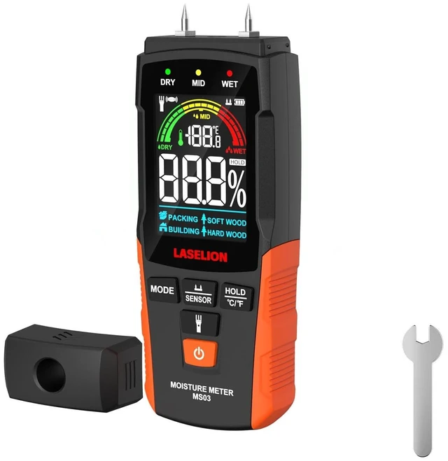 Main image of 2-in-1 Pin & Pinless Moisture Meter MS03 Accurate Moisture Detection for Wood, Concrete, Drywall, and More LCD Display with Hold Function, Flashlight, and Auto Power Off