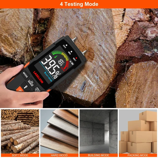 Alt view image 4 of 7 - 2-in-1 Pin & Pinless Moisture Meter MS03 Accurate Moisture Detection for Wood, Concrete, Drywall, and More LCD Display with Hold Function, Flashlight, and Auto Power Off