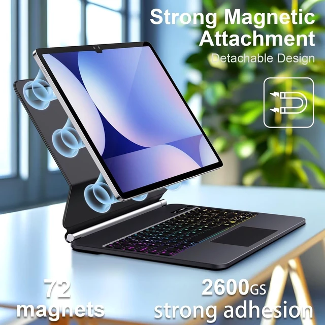 Alt view image 3 of 7 - Keyboard Case for Samsung Galaxy Tab S10+ Plus/S9+ Plus/S9 FE+ Plus/S8+ Plus/S7+ Plus/S7 FE Case for 12.4" with Multi-Touch Trackpad - Magic-Style Magnetic