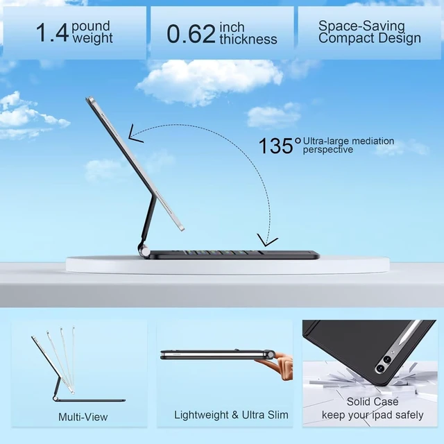 Alt view image 6 of 7 - Keyboard Case for Samsung Galaxy Tab S10+ Plus/S9+ Plus/S9 FE+ Plus/S8+ Plus/S7+ Plus/S7 FE Case for 12.4" with Multi-Touch Trackpad - Magic-Style Magnetic