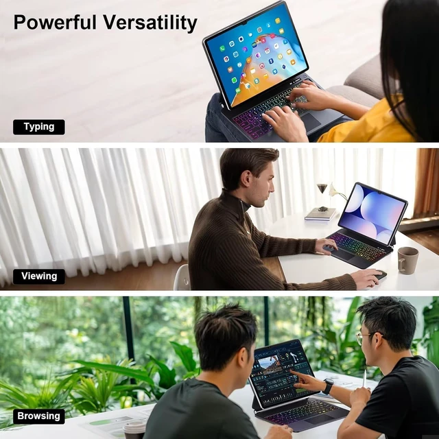 Alt view image 7 of 7 - Keyboard Case for Samsung Galaxy Tab S10+ Plus/S9+ Plus/S9 FE+ Plus/S8+ Plus/S7+ Plus/S7 FE Case for 12.4" with Multi-Touch Trackpad - Magic-Style Magnetic