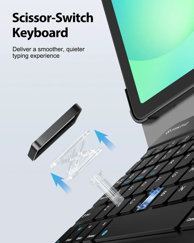 Alt view image 7 of 7 - Keyboard Case for Samsung Galaxy Tab A11 Plus/A9 Plus 11'', Hibiscus | 3 Viewing Angles, Detachable Bluetooth Keyboard, Rechargeable Battery, Dual Protection, Work Study Travel Use