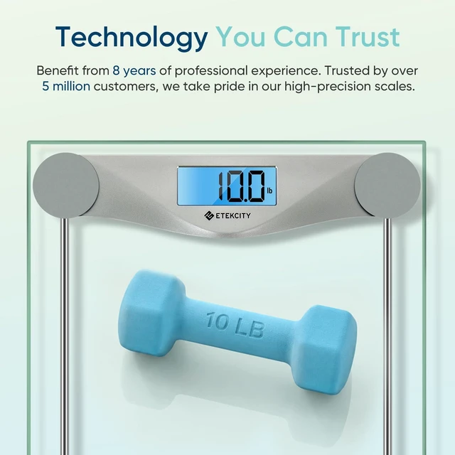 Alt view image 2 of 7 - Digital Body Weight Bathroom Scale, 6mm Tempered Glass, 400 lbs | Large Blue LCD Backlight Display, High Precision Measurements for Home Bathroom Use